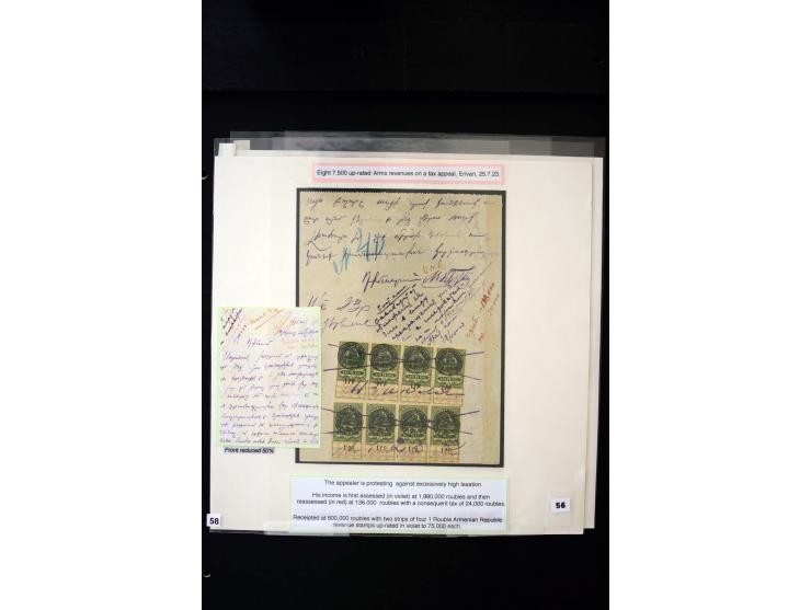 1870s/1923 (ca.), The Dr R J Ceresa Exhibit collection of Armenian Fiscal stamps and documents, comprising over 30 documents 