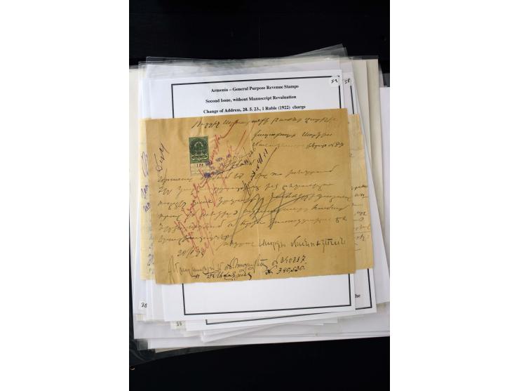 1870s/1923 (ca.), The Dr R J Ceresa Exhibit collection of Armenian Fiscal stamps and documents, comprising over 30 documents 
