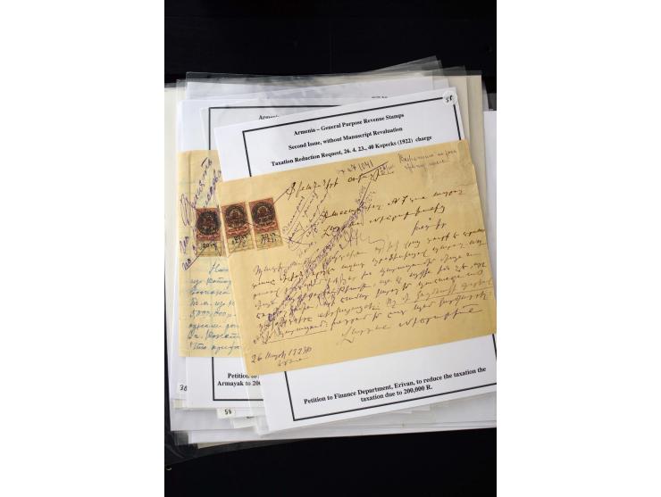 1870s/1923 (ca.), The Dr R J Ceresa Exhibit collection of Armenian Fiscal stamps and documents, comprising over 30 documents 