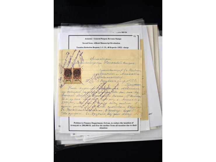 1870s/1923 (ca.), The Dr R J Ceresa Exhibit collection of Armenian Fiscal stamps and documents, comprising over 30 documents 