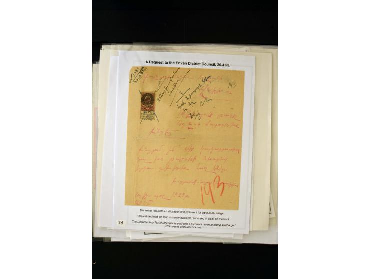 1870s/1923 (ca.), The Dr R J Ceresa Exhibit collection of Armenian Fiscal stamps and documents, comprising over 30 documents 