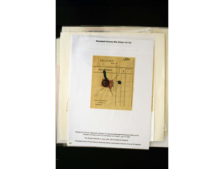 1870s/1923 (ca.), The Dr R J Ceresa Exhibit collection of Armenian Fiscal stamps and documents, comprising over 30 documents 