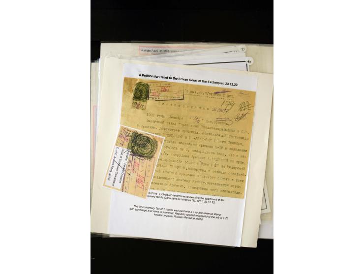 1870s/1923 (ca.), The Dr R J Ceresa Exhibit collection of Armenian Fiscal stamps and documents, comprising over 30 documents 