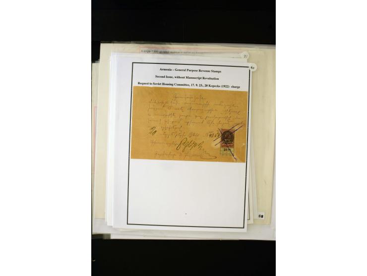 1870s/1923 (ca.), The Dr R J Ceresa Exhibit collection of Armenian Fiscal stamps and documents, comprising over 30 documents 