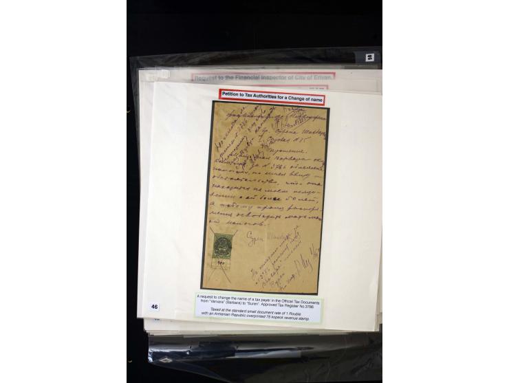 1870s/1923 (ca.), The Dr R J Ceresa Exhibit collection of Armenian Fiscal stamps and documents, comprising over 30 documents 
