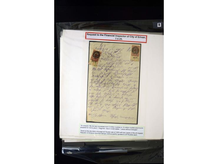 1870s/1923 (ca.), The Dr R J Ceresa Exhibit collection of Armenian Fiscal stamps and documents, comprising over 30 documents 