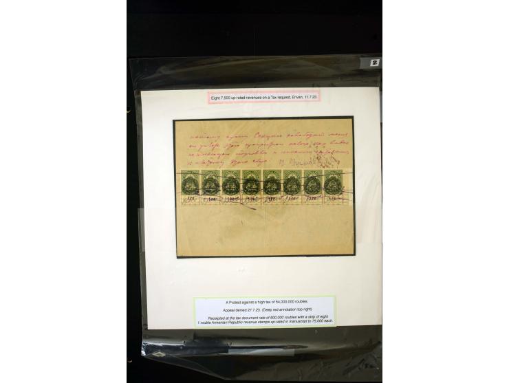 1870s/1923 (ca.), The Dr R J Ceresa Exhibit collection of Armenian Fiscal stamps and documents, comprising over 30 documents 