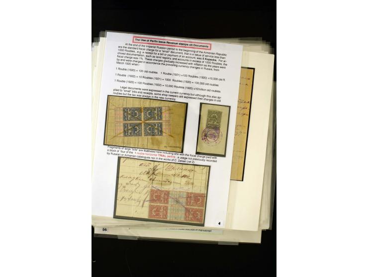 1870s/1923 (ca.), The Dr R J Ceresa Exhibit collection of Armenian Fiscal stamps and documents, comprising over 30 documents 