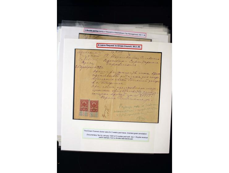 1870s/1923 (ca.), The Dr R J Ceresa Exhibit collection of Armenian Fiscal stamps and documents, comprising over 30 documents 