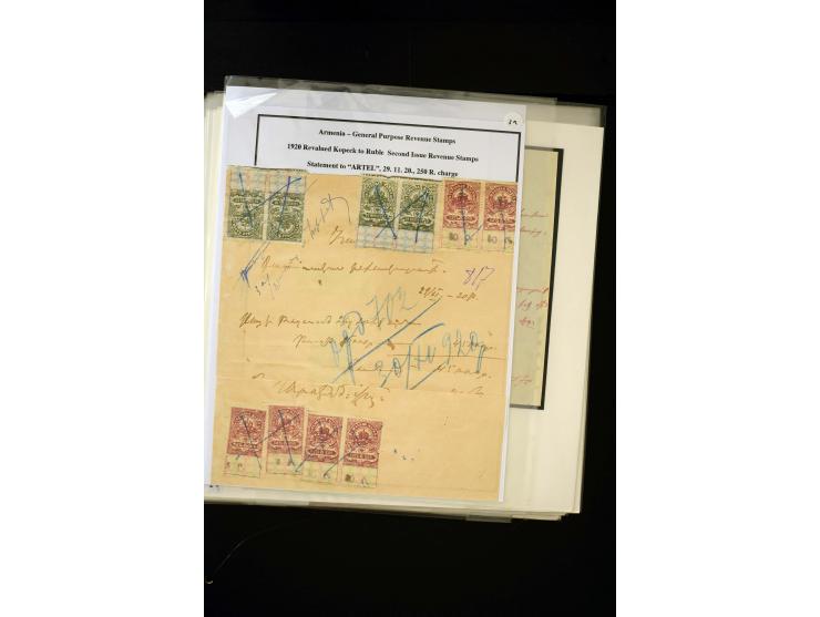 1870s/1923 (ca.), The Dr R J Ceresa Exhibit collection of Armenian Fiscal stamps and documents, comprising over 30 documents 