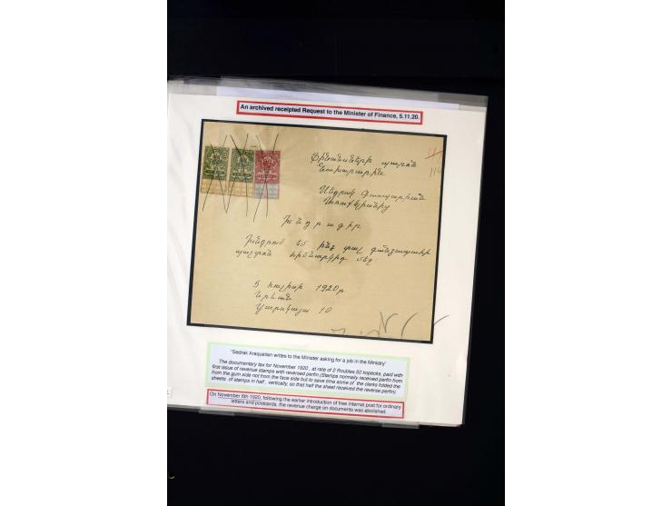 1870s/1923 (ca.), The Dr R J Ceresa Exhibit collection of Armenian Fiscal stamps and documents, comprising over 30 documents 