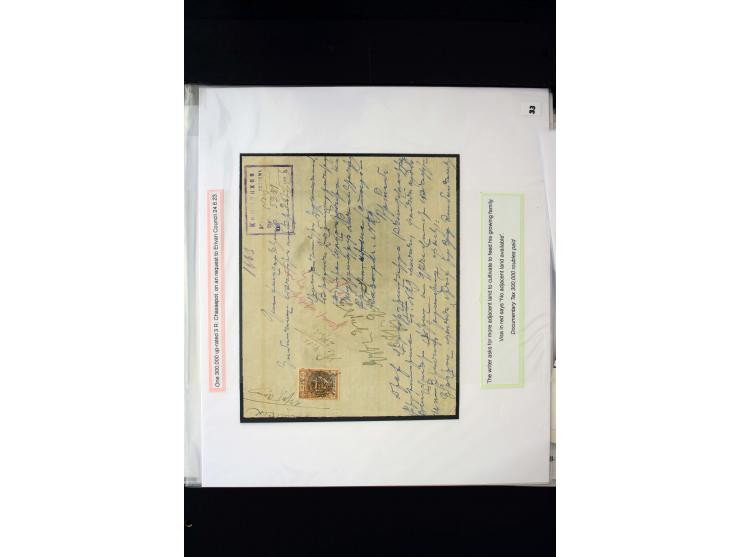 1870s/1923 (ca.), The Dr R J Ceresa Exhibit collection of Armenian Fiscal stamps and documents, comprising over 30 documents 