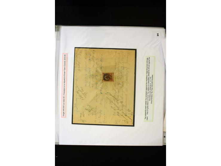 1870s/1923 (ca.), The Dr R J Ceresa Exhibit collection of Armenian Fiscal stamps and documents, comprising over 30 documents 