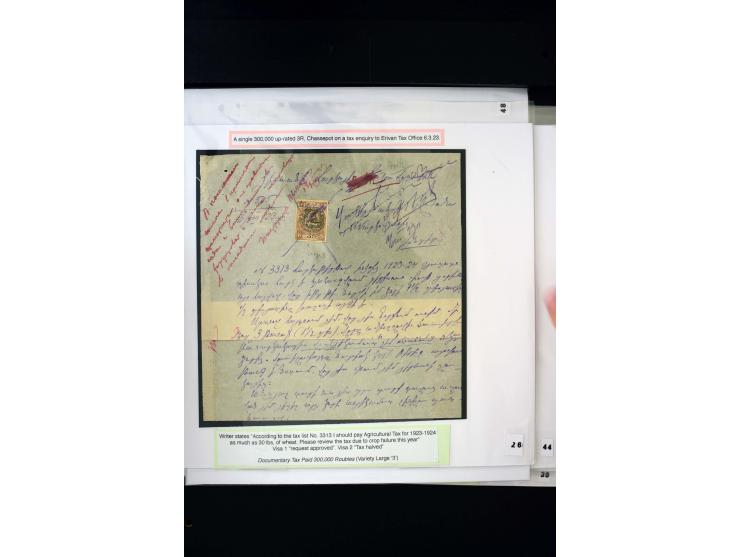 1870s/1923 (ca.), The Dr R J Ceresa Exhibit collection of Armenian Fiscal stamps and documents, comprising over 30 documents 