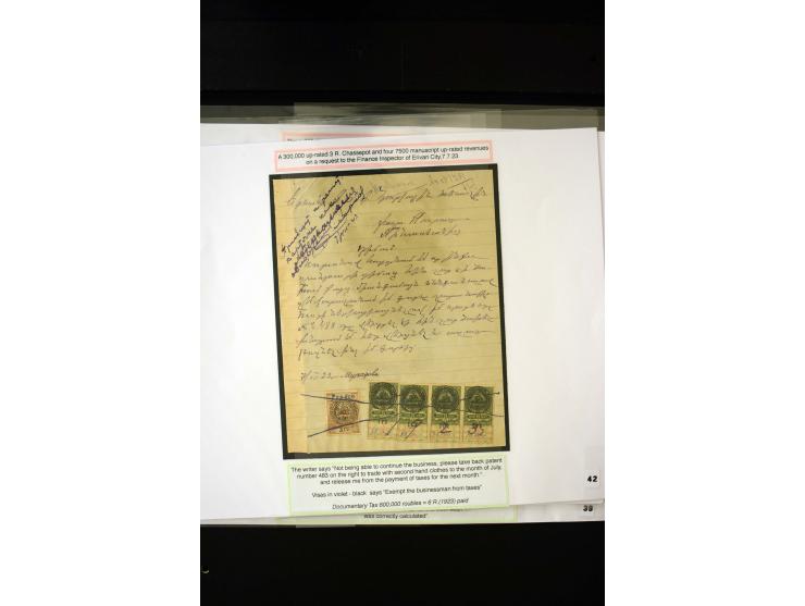1870s/1923 (ca.), The Dr R J Ceresa Exhibit collection of Armenian Fiscal stamps and documents, comprising over 30 documents 