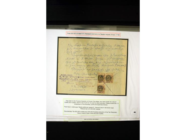 1870s/1923 (ca.), The Dr R J Ceresa Exhibit collection of Armenian Fiscal stamps and documents, comprising over 30 documents 