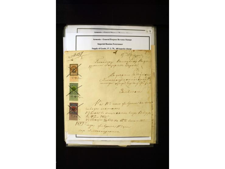 1870s/1923 (ca.), The Dr R J Ceresa Exhibit collection of Armenian Fiscal stamps and documents, comprising over 30 documents 