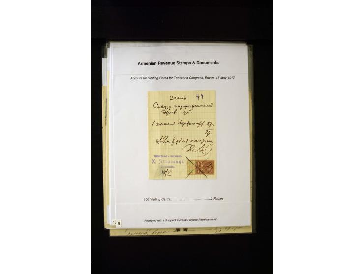 1870s/1923 (ca.), The Dr R J Ceresa Exhibit collection of Armenian Fiscal stamps and documents, comprising over 30 documents 