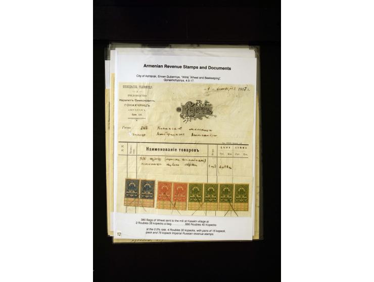 1870s/1923 (ca.), The Dr R J Ceresa Exhibit collection of Armenian Fiscal stamps and documents, comprising over 30 documents 