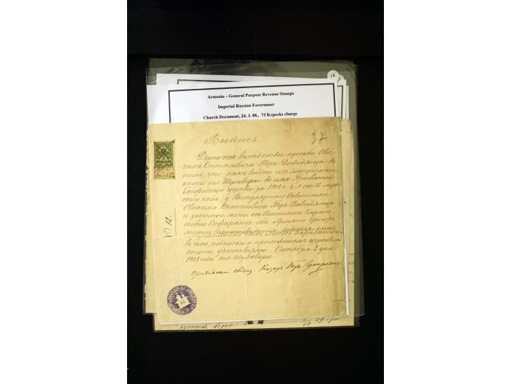 1870s/1923 (ca.), The Dr R J Ceresa Exhibit collection of Armenian Fiscal stamps and documents, comprising over 30 documents 
