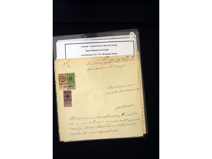 1870s/1923 (ca.), The Dr R J Ceresa Exhibit collection of Armenian Fiscal stamps and documents, comprising over 30 documents 