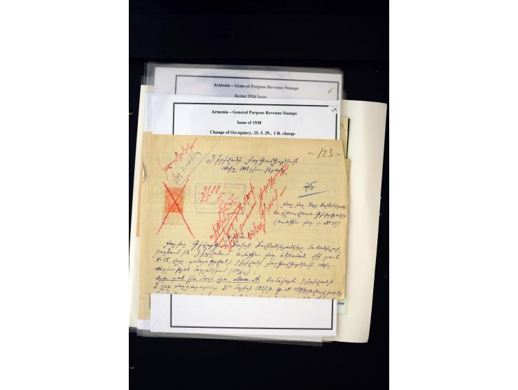 1923/41, The Dr R J Ceresa Exhibit collection of Armenian fiscal stamps and documents, comprising over 60 documents with 1923