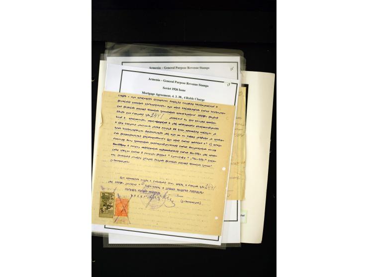 1923/41, The Dr R J Ceresa Exhibit collection of Armenian fiscal stamps and documents, comprising over 60 documents with 1923