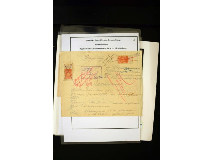 1923/41, The Dr R J Ceresa Exhibit collection of Armenian fiscal stamps and documents, comprising over 60 documents with 1923