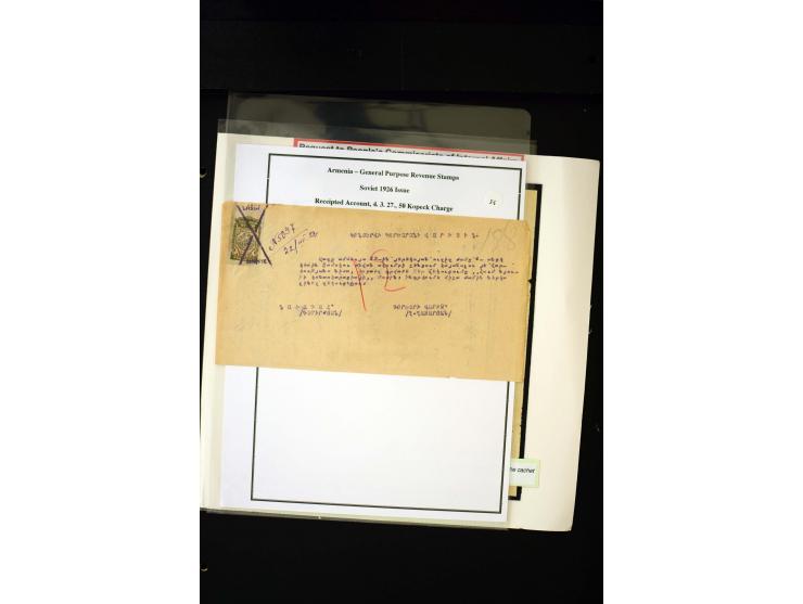 1923/41, The Dr R J Ceresa Exhibit collection of Armenian fiscal stamps and documents, comprising over 60 documents with 1923