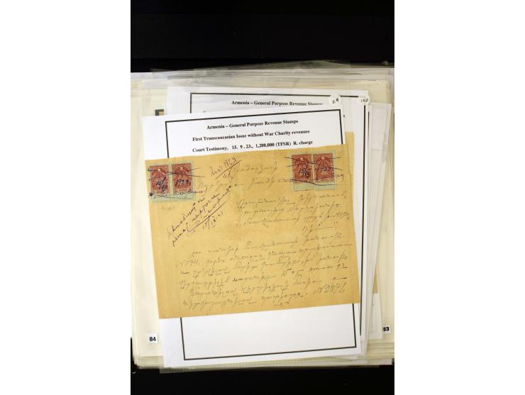 1923/41, The Dr R J Ceresa Exhibit collection of Armenian fiscal stamps and documents, comprising over 60 documents with 1923