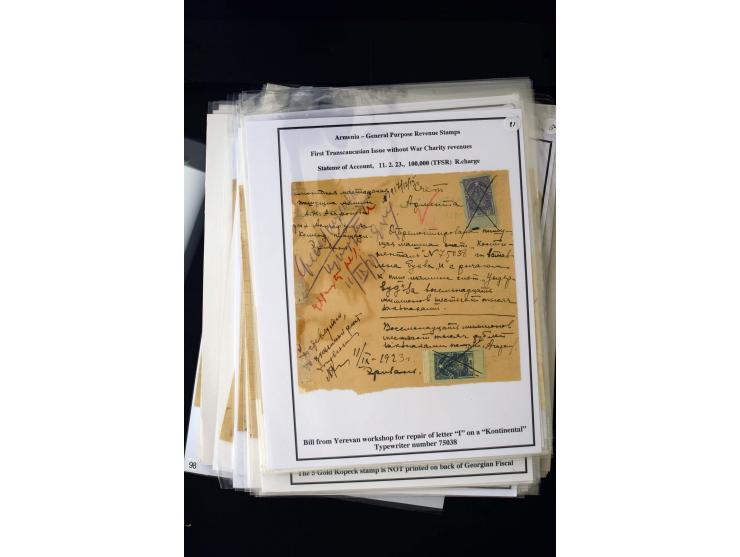 1923/41, The Dr R J Ceresa Exhibit collection of Armenian fiscal stamps and documents, comprising over 60 documents with 1923