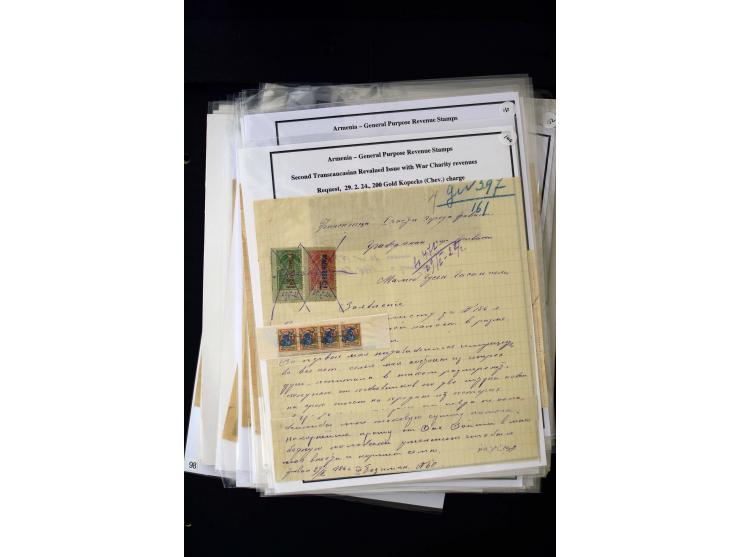 1923/41, The Dr R J Ceresa Exhibit collection of Armenian fiscal stamps and documents, comprising over 60 documents with 1923