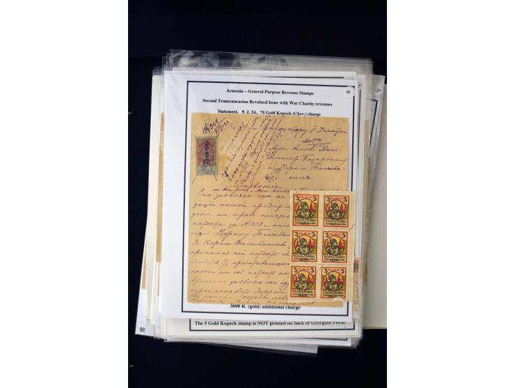 1923/41, The Dr R J Ceresa Exhibit collection of Armenian fiscal stamps and documents, comprising over 60 documents with 1923