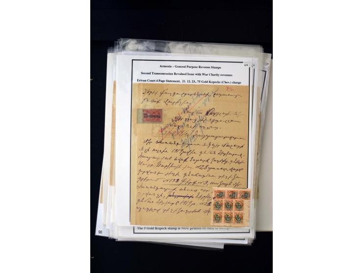 1923/41, The Dr R J Ceresa Exhibit collection of Armenian fiscal stamps and documents, comprising over 60 documents with 1923