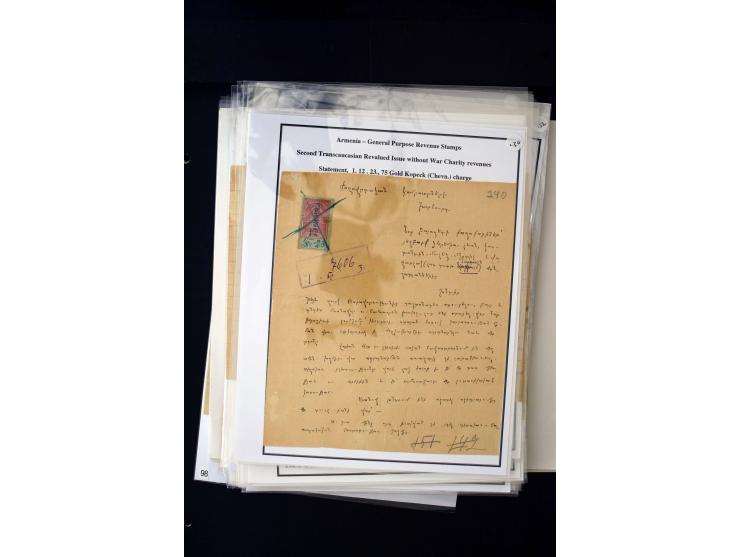 1923/41, The Dr R J Ceresa Exhibit collection of Armenian fiscal stamps and documents, comprising over 60 documents with 1923