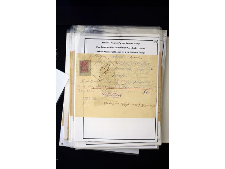 1923/41, The Dr R J Ceresa Exhibit collection of Armenian fiscal stamps and documents, comprising over 60 documents with 1923