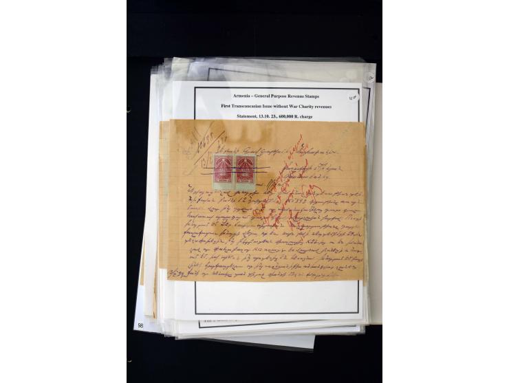 1923/41, The Dr R J Ceresa Exhibit collection of Armenian fiscal stamps and documents, comprising over 60 documents with 1923