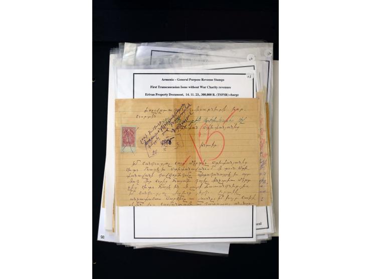 1923/41, The Dr R J Ceresa Exhibit collection of Armenian fiscal stamps and documents, comprising over 60 documents with 1923