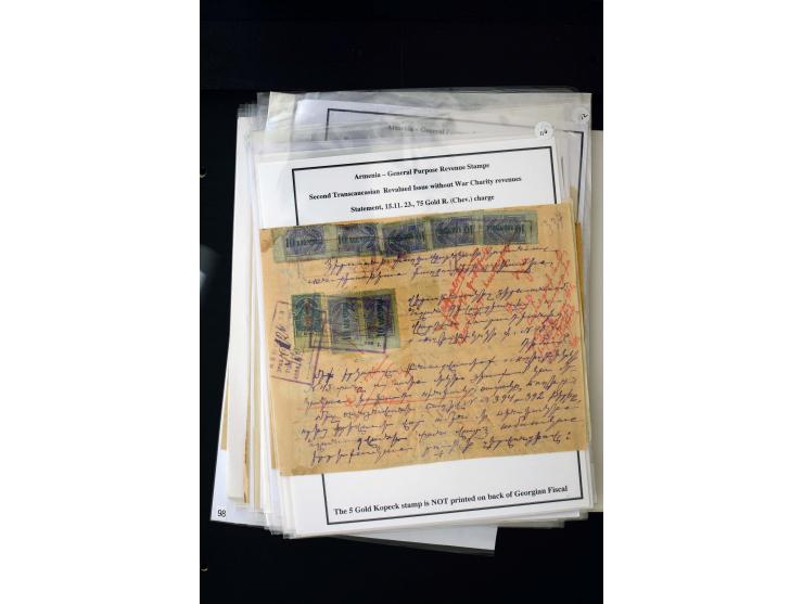 1923/41, The Dr R J Ceresa Exhibit collection of Armenian fiscal stamps and documents, comprising over 60 documents with 1923