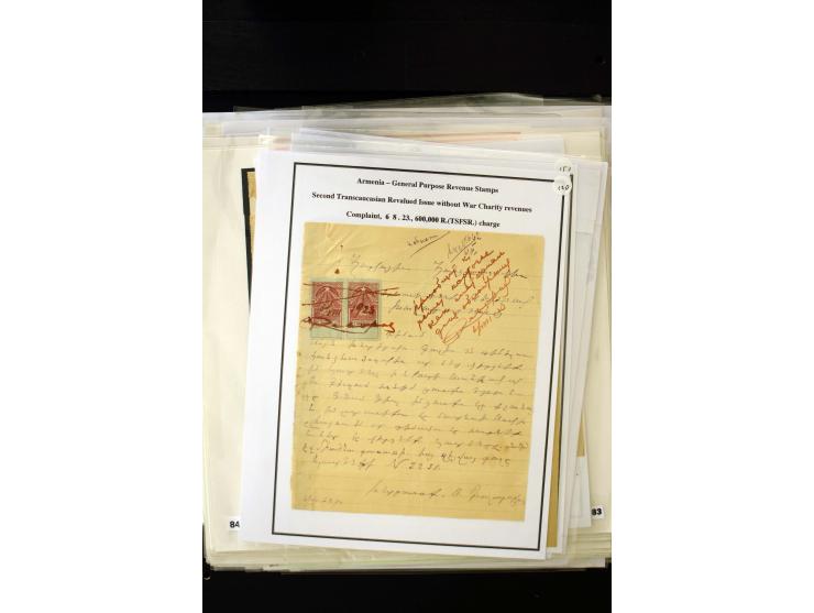 1923/41, The Dr R J Ceresa Exhibit collection of Armenian fiscal stamps and documents, comprising over 60 documents with 1923