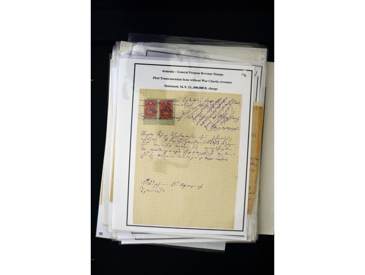 1923/41, The Dr R J Ceresa Exhibit collection of Armenian fiscal stamps and documents, comprising over 60 documents with 1923