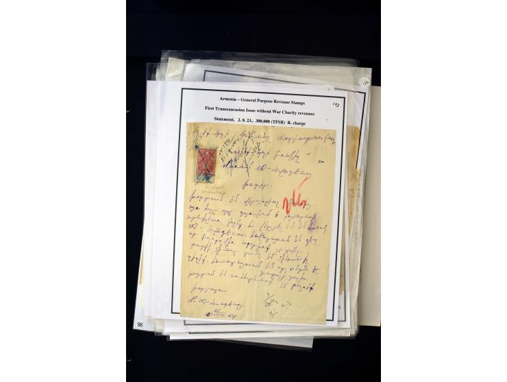 1923/41, The Dr R J Ceresa Exhibit collection of Armenian fiscal stamps and documents, comprising over 60 documents with 1923