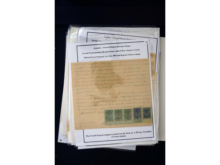 1923/41, The Dr R J Ceresa Exhibit collection of Armenian fiscal stamps and documents, comprising over 60 documents with 1923