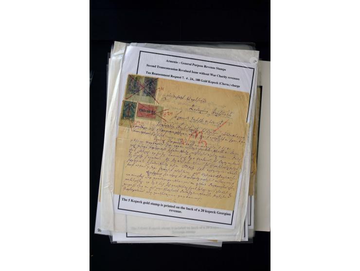 1923/41, The Dr R J Ceresa Exhibit collection of Armenian fiscal stamps and documents, comprising over 60 documents with 1923