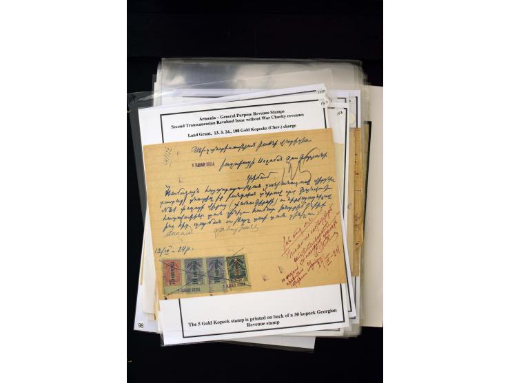 1923/41, The Dr R J Ceresa Exhibit collection of Armenian fiscal stamps and documents, comprising over 60 documents with 1923