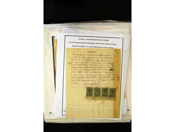 1923/41, The Dr R J Ceresa Exhibit collection of Armenian fiscal stamps and documents, comprising over 60 documents with 1923