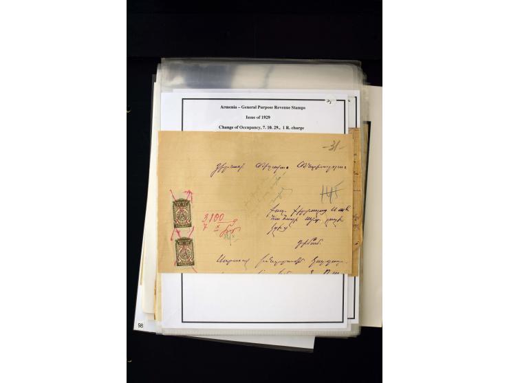 1923/41, The Dr R J Ceresa Exhibit collection of Armenian fiscal stamps and documents, comprising over 60 documents with 1923