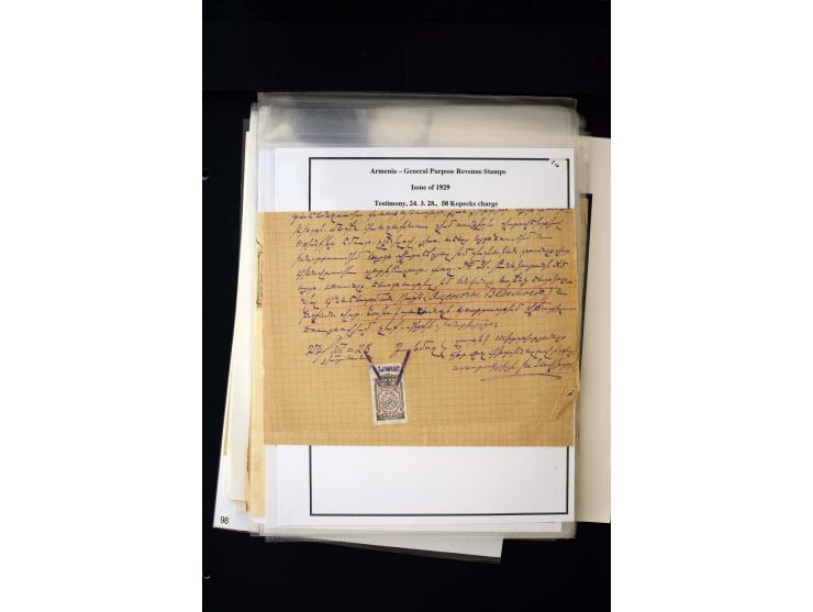 1923/41, The Dr R J Ceresa Exhibit collection of Armenian fiscal stamps and documents, comprising over 60 documents with 1923