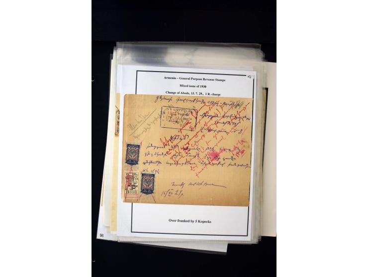 1923/41, The Dr R J Ceresa Exhibit collection of Armenian fiscal stamps and documents, comprising over 60 documents with 1923