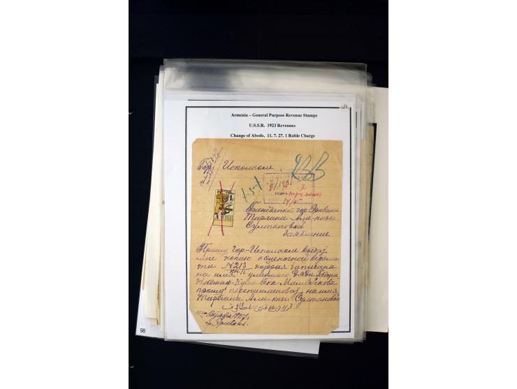 1923/41, The Dr R J Ceresa Exhibit collection of Armenian fiscal stamps and documents, comprising over 60 documents with 1923